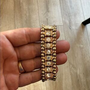 Elegant Gold and White Gems Bracelet